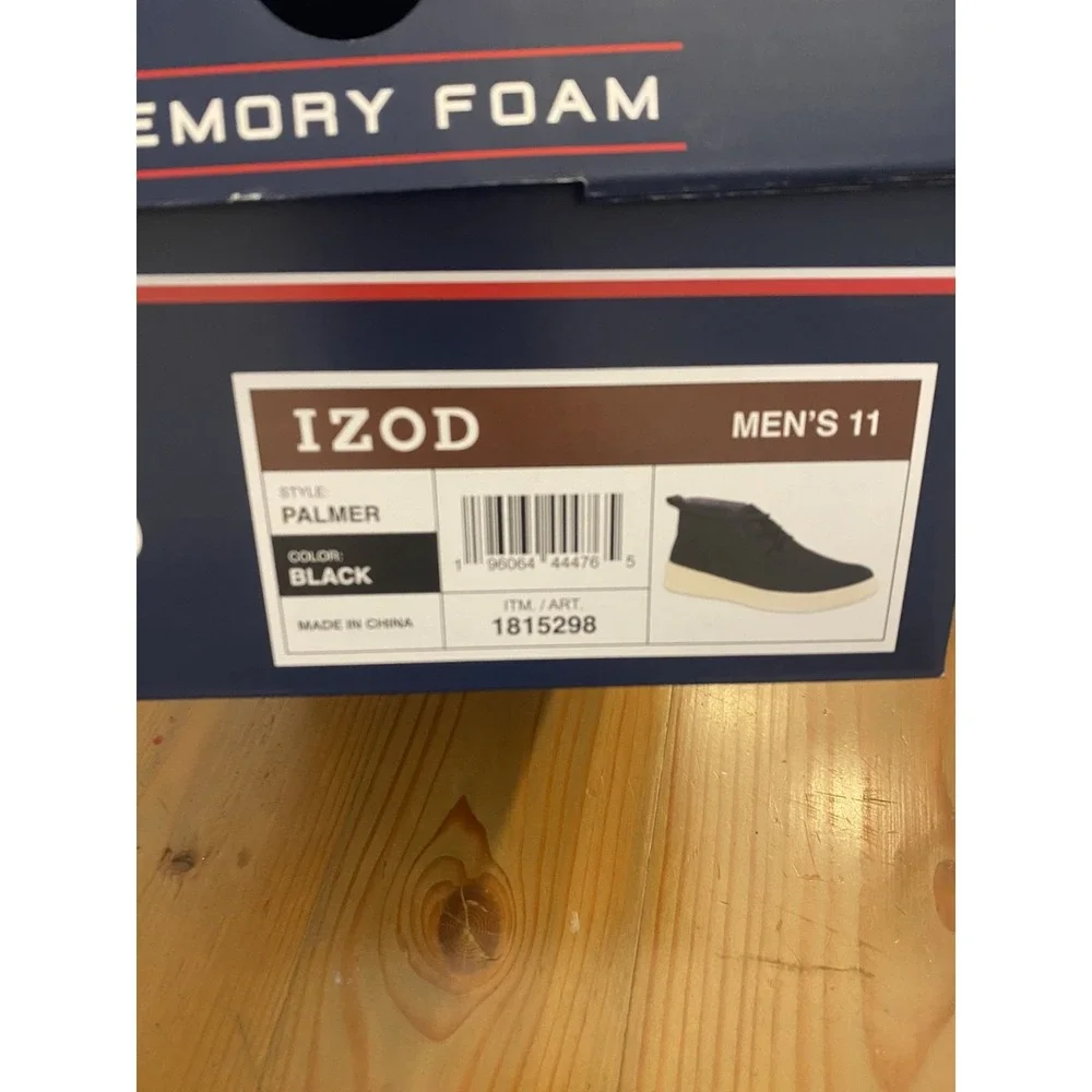 Izod‎ NIB Palmer Lace Up Boot Black Men Sz 11 Memory Foam